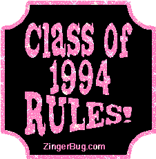 Click to get the codes for this image. Class Of 1994 Rules Pink Plaque Glitter Graphic, Class Of 1994 Free glitter graphic image designed for posting on Facebook, Twitter or any forum or blog.