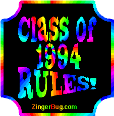 Click to get the codes for this image. Class Of 1994 Rules Rainbow Plaque Glitter Graphic, Class Of 1994 Free glitter graphic image designed for posting on Facebook, Twitter or any forum or blog.