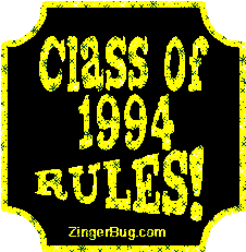 Click to get the codes for this image. Class Of 1994 Rules Yellow Plaque Glitter Graphic, Class Of 1994 Free glitter graphic image designed for posting on Facebook, Twitter or any forum or blog.