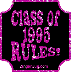 Click to get the codes for this image. Class Of 1995 Rules Purple Plaque Glitter Graphic, Class Of 1995 Free glitter graphic image designed for posting on Facebook, Twitter or any forum or blog.