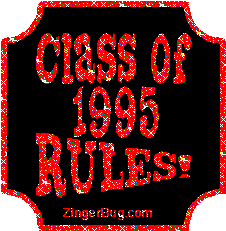 Click to get the codes for this image. Class Of 1995 Rules Red Plaque Glitter Graphic, Class Of 1995 Free glitter graphic image designed for posting on Facebook, Twitter or any forum or blog.