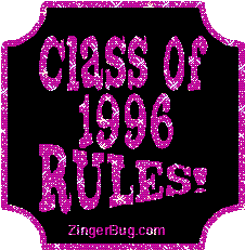 Click to get the codes for this image. Class Of 1996 Rules Purple Plaque Glitter Graphic, Class Of 1996 Free glitter graphic image designed for posting on Facebook, Twitter or any forum or blog.