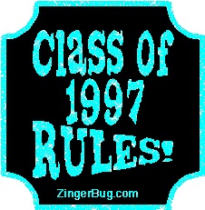 Click to get the codes for this image. Class Of 1997 Rules Light Blue Plaque Glitter Graphic, Class Of 1997 Free glitter graphic image designed for posting on Facebook, Twitter or any forum or blog.