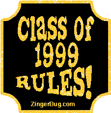 Click to get the codes for this image. Class Of 1999 Rules Gold Plaque Glitter Graphic, Class Of 1999 Free glitter graphic image designed for posting on Facebook, Twitter or any forum or blog.