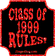 Click to get the codes for this image. Class Of 1999 Rules Red Plaque Glitter Graphic, Class Of 1999 Free glitter graphic image designed for posting on Facebook, Twitter or any forum or blog.