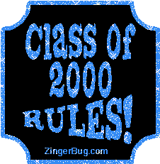 Click to get the codes for this image. Class Of 2000 Rules Blue Plaque Glitter Graphic, Class Of 2000 Free glitter graphic image designed for posting on Facebook, Twitter or any forum or blog.