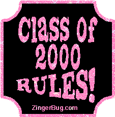 Click to get the codes for this image. Class Of 2000 Rules Pink Plaque Glitter Graphic, Class Of 2000 Free glitter graphic image designed for posting on Facebook, Twitter or any forum or blog.