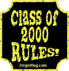Click to get the codes for this image. Class Of 2000 Rules Yellow Plaque Glitter Graphic, Class Of 2000 Free glitter graphic image designed for posting on Facebook, Twitter or any forum or blog.