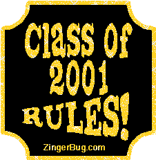 Click to get the codes for this image. Class Of 2001 Rules Gold Plaque Glitter Graphic, Class Of 2001 Free glitter graphic image designed for posting on Facebook, Twitter or any forum or blog.