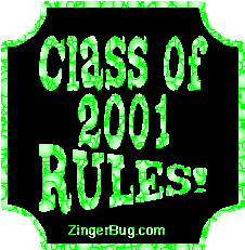 Click to get the codes for this image. Class Of 2001 Rules Green Bubbles Plaque Glitter Graphic, Class Of 2001 Free glitter graphic image designed for posting on Facebook, Twitter or any forum or blog.