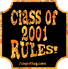 Click to get the codes for this image. Class Of 2001 Rules Orange Plaque Glitter Graphic, Class Of 2001 Free glitter graphic image designed for posting on Facebook, Twitter or any forum or blog.