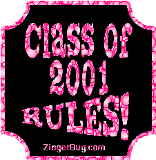 Click to get the codes for this image. Class Of 2001 Rules Pink Bubbles Plaque Glitter Graphic, Class Of 2001 Free glitter graphic image designed for posting on Facebook, Twitter or any forum or blog.