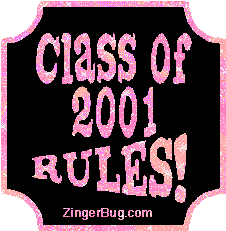 Click to get the codes for this image. Class Of 2001 Rules Pink Plaque Glitter Graphic, Class Of 2001 Free glitter graphic image designed for posting on Facebook, Twitter or any forum or blog.