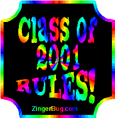 Click to get the codes for this image. Class Of 2001 Rules Rainbow Plaque Glitter Graphic, Class Of 2001 Free glitter graphic image designed for posting on Facebook, Twitter or any forum or blog.