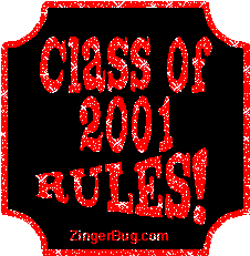 Click to get the codes for this image. Class Of 2001 Rules Red Plaque Glitter Graphic, Class Of 2001 Free glitter graphic image designed for posting on Facebook, Twitter or any forum or blog.