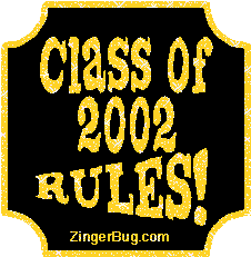 Click to get the codes for this image. Class Of 2002 Rules Gold Plaque Glitter Graphic, Class Of 2002 Free glitter graphic image designed for posting on Facebook, Twitter or any forum or blog.