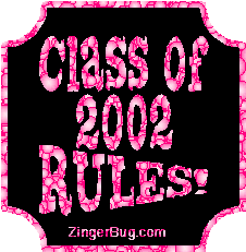 Click to get the codes for this image. Class Of 2002 Rules Pink Bubbles Plaque Glitter Graphic, Class Of 2002 Free glitter graphic image designed for posting on Facebook, Twitter or any forum or blog.