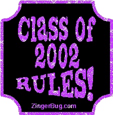 Click to get the codes for this image. Class Of 2002 Rules Purple Plaque Glitter Graphic, Class Of 2002 Free glitter graphic image designed for posting on Facebook, Twitter or any forum or blog.