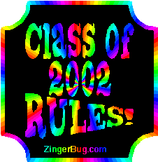 Click to get the codes for this image. Class Of 2002 Rules Rainbow Plaque Glitter Graphic, Class Of 2002 Free glitter graphic image designed for posting on Facebook, Twitter or any forum or blog.
