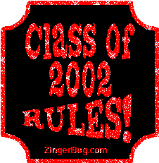 Click to get the codes for this image. Class Of 2002 Rules Red Plaque Glitter Graphic, Class Of 2002 Free glitter graphic image designed for posting on Facebook, Twitter or any forum or blog.