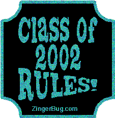 Click to get the codes for this image. Class Of 2002 Rules Sea Green Plaque Glitter Graphic, Class Of 2002 Free glitter graphic image designed for posting on Facebook, Twitter or any forum or blog.
