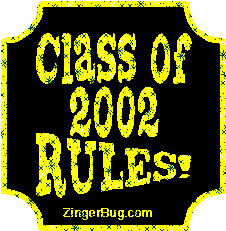 Click to get the codes for this image. Class Of 2002 Rules Yellow Plaque Glitter Graphic, Class Of 2002 Free glitter graphic image designed for posting on Facebook, Twitter or any forum or blog.