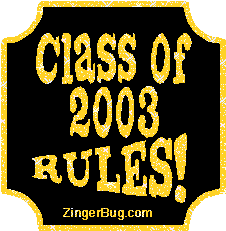 Click to get the codes for this image. Class Of 2003 Rules Gold Plaque Glitter Graphic, Class Of 2003 Free glitter graphic image designed for posting on Facebook, Twitter or any forum or blog.