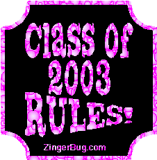 Click to get the codes for this image. Class Of 2003 Rules Pink Glitter Graphic, Class Of 2003 Free glitter graphic image designed for posting on Facebook, Twitter or any forum or blog.