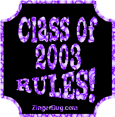 Click to get the codes for this image. Class Of 2003 Rules Purple Bubbles Plaque Glitter Graphic, Class Of 2003 Free glitter graphic image designed for posting on Facebook, Twitter or any forum or blog.