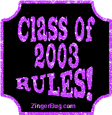 Click to get the codes for this image. Class Of 2003 Rules Purple Plaque Glitter Graphic, Class Of 2003 Free glitter graphic image designed for posting on Facebook, Twitter or any forum or blog.