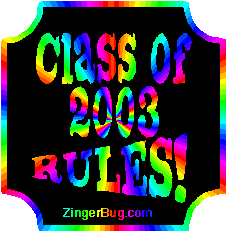 Click to get the codes for this image. Class Of 2003 Rules Rainbow Plaque Glitter Graphic, Class Of 2003 Free glitter graphic image designed for posting on Facebook, Twitter or any forum or blog.