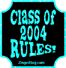Click to get the codes for this image. Class Of 2004 Rules Light Blue Plaque Glitter Graphic, Class Of 2004 Free glitter graphic image designed for posting on Facebook, Twitter or any forum or blog.