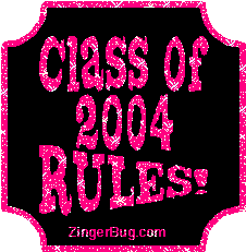 Click to get the codes for this image. Class Of 2004 Rules Pink2 Plaque Glitter Graphic, Class Of 2004 Free glitter graphic image designed for posting on Facebook, Twitter or any forum or blog.