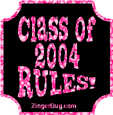 Click to get the codes for this image. Class Of 2004 Rules Pink Bubbles Plaque Glitter Graphic, Class Of 2004 Free glitter graphic image designed for posting on Facebook, Twitter or any forum or blog.