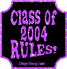 Click to get the codes for this image. Class Of 2004 Rules Purple Plaque Glitter Graphic, Class Of 2004 Free glitter graphic image designed for posting on Facebook, Twitter or any forum or blog.