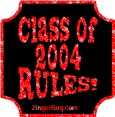 Click to get the codes for this image. Class Of 2004 Rules Red Plaque Glitter Graphic, Class Of 2004 Free glitter graphic image designed for posting on Facebook, Twitter or any forum or blog.