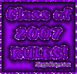 Click to get the codes for this image. Class Of 2007 Purple Satin Glitter Graphic, Class Of 2007 Free glitter graphic image designed for posting on Facebook, Twitter or any forum or blog.