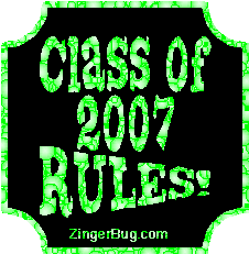 Click to get the codes for this image. Class Of 2007 Rules Green Bubbles Plaque Glitter Graphic, Class Of 2007 Free glitter graphic image designed for posting on Facebook, Twitter or any forum or blog.