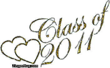 Click to get the codes for this image. Class Of 2011 Gold Glitter With Hearts, Class Of 2011 Free glitter graphic image designed for posting on Facebook, Twitter or any forum or blog.