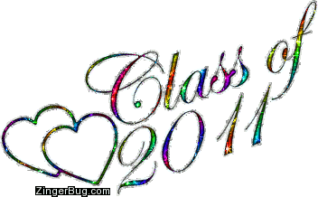 Click to get the codes for this image. Class Of 2011 Rainbow Glitter With Hearts, Class Of 2011 Free glitter graphic image designed for posting on Facebook, Twitter or any forum or blog.