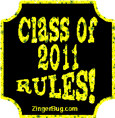 Click to get the codes for this image. Class Of 2011 Rules Yellow Plaque Glitter Graphic, Class Of 2011 Free glitter graphic image designed for posting on Facebook, Twitter or any forum or blog.