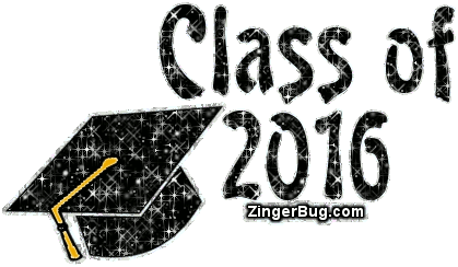 Click to get the codes for this image. Class Of 2016 Black Glitter Text With Graduation Cap, Class Of 2016 Glitter Graphic, Comment, Meme, GIF or Greeting