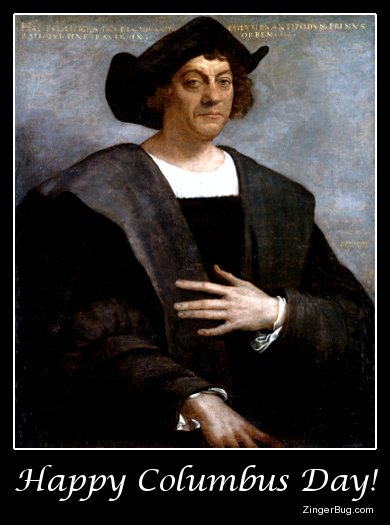 Click to get the codes for this image. Columbus Day Portrait, Columbus Day Free Image, Glitter Graphic, Greeting or Meme for Facebook, Twitter or any forum or blog.