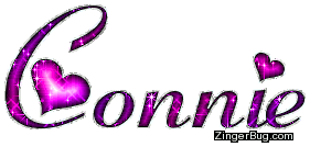 Connie Pink Purple Glitter Name With Heart Glitter Graphic, Greeting ...