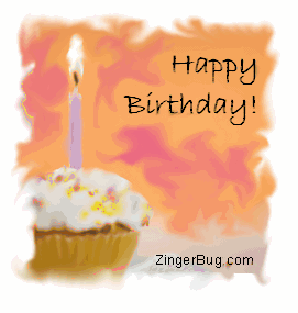 Beautiful animated artistic happy birthday greetings featuring brush stroke like swirls.