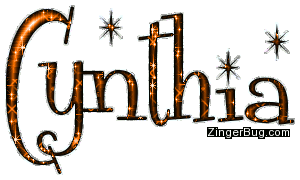cynthia name glitter stars gif orange birthday happy graphic zingerbug graphics reem