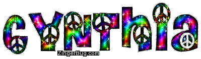 Click to get the codes for this image. Cynthia Rainbow Peace Sign Glitter Name, Girl Names Free Image Glitter Graphic for Facebook, Twitter or any blog.