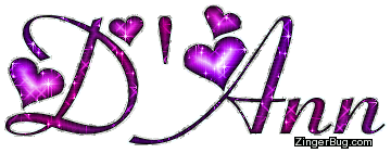Click to get the codes for this image. D'Ann Pink Purple Glitter Name With Hearts, Girl Names Free Image Glitter Graphic for Facebook, Twitter or any blog.