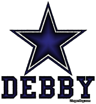 Click to get the codes for this image. Debby Blue Jersey Name With Cowboys Star, Girl Names Free Image Glitter Graphic for Facebook, Twitter or any blog.