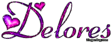 Click to get the codes for this image. Delores Pink Purple Glitter Name With Hearts, Girl Names Free Image Glitter Graphic for Facebook, Twitter or any blog.